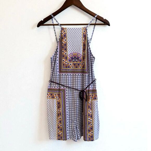 Tigerlily Dalmatia Halter Purple Blue Geo Boho Romper size 2 - Picture 2 of 15